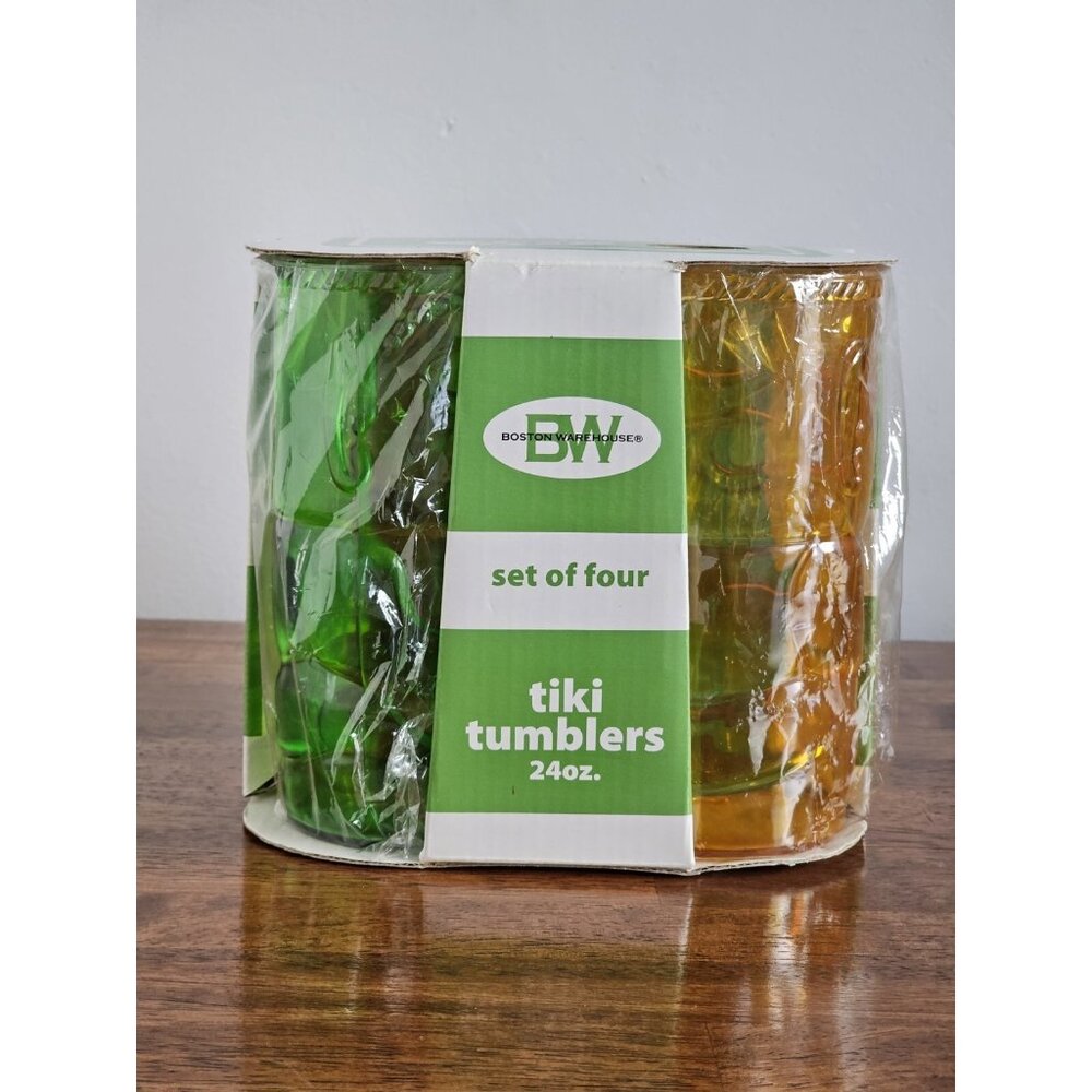Boston Warehouse Plastic Tiki Tumblers Large - New In Package